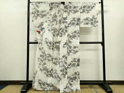 平和屋着物∴夏物　浴衣　注染　綿絽　撫子萩文　夢工房　日本製　綿　逸品　CABJ2735ze