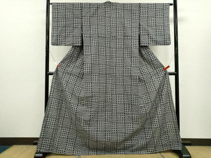 平和屋着物∴世界的ファッションデザイナー　山本寛斎　kansaiブランド　夏物　浴衣　注染　市松網目文　手縫い 日本製 綿 逸品 CABJ2740ze