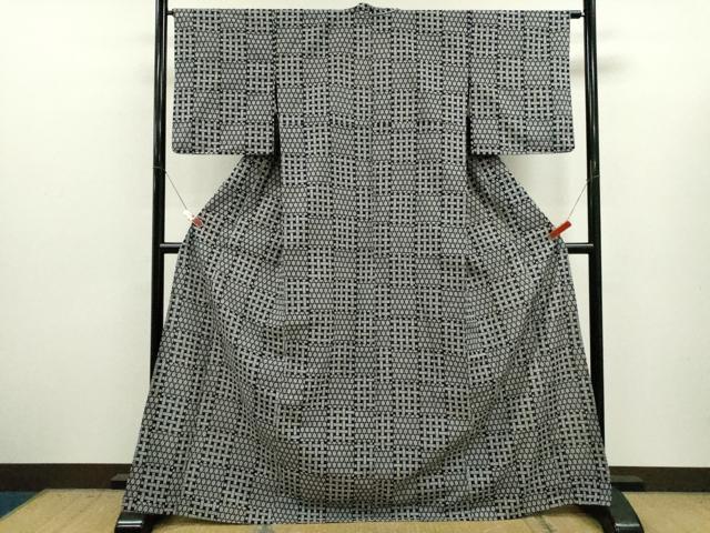 平和屋着物∴世界的ファッションデザイナー　山本寛斎　kansaiブランド　夏物　浴衣　注染　市松網目文　手縫い 日本製 綿 逸品 CABJ2740ze