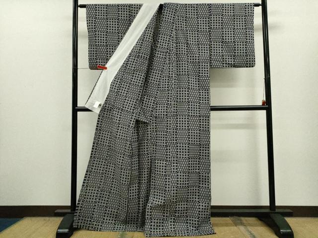 平和屋着物∴世界的ファッションデザイナー　山本寛斎　kansaiブランド　夏物　浴衣　注染　市松網目文　手縫い 日本製 綿 逸品 CABJ2740ze