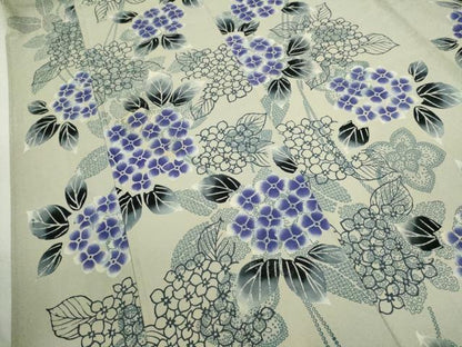 平和屋着物∴夏物　浴衣　注染　手縫い　紫陽花　綿　逸品　CABJ2741ze