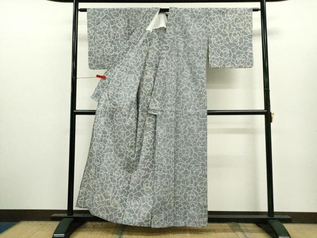 平和屋着物∴夏物　浴衣　注染　花尽くし　手縫い　綿　逸品　CABJ2743ze