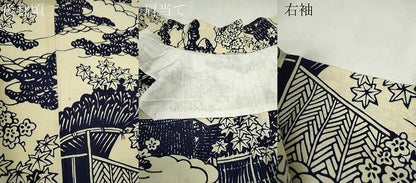 平和屋着物∴夏物　浴衣　注染　雲取り風景文　手縫い　綿　逸品　未使用　CABJ2748ze