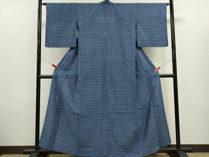 平和屋着物∴夏物　浴衣　両面染　菱文　手縫い　綿　逸品　CABJ2749ze