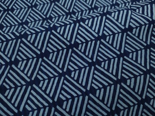 平和屋着物∴夏物　浴衣　両面染　菱文　手縫い　綿　逸品　CABJ2749ze