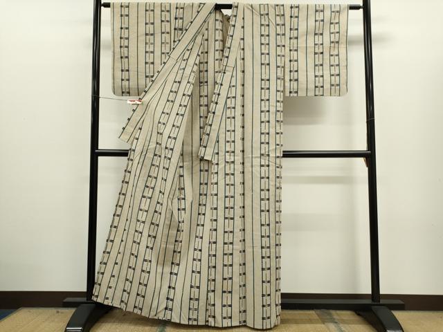 平和屋着物∴夏物　浴衣　注染　トンボ　間道　手縫い　綿　逸品　CABJ2753ze