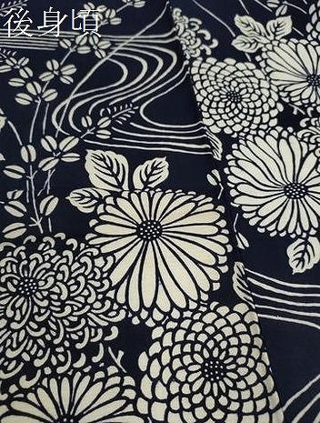 平和屋着物∴夏物　浴衣　注染　流水菊文　綿　逸品　CABJ2754ze