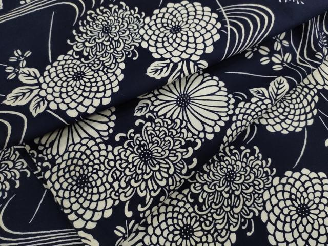 平和屋着物∴夏物　浴衣　注染　流水菊文　綿　逸品　CABJ2754ze