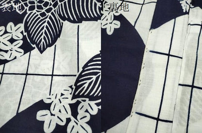 平和屋着物∴夏物　浴衣　注染　紫陽花　手縫い　綿　逸品　CABJ2755ze