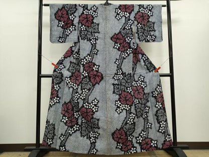 平和屋着物∴夏物　浴衣　有松鳴海絞り　枝花文　綿　逸品　CABJ2761ze