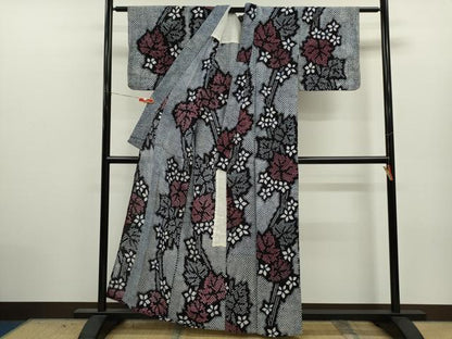 平和屋着物∴夏物　浴衣　有松鳴海絞り　枝花文　綿　逸品　CABJ2761ze