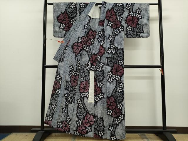 平和屋着物∴夏物　浴衣　有松鳴海絞り　枝花文　綿　逸品　CABJ2761ze
