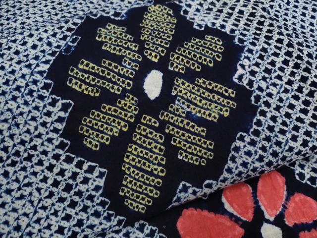 平和屋着物∴夏物　浴衣　有松鳴海絞り　枝花文　綿　逸品　CABJ2763ze