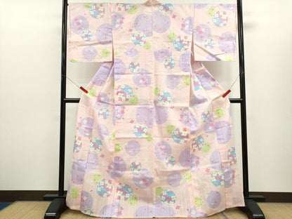 平和屋着物∴夏物　浴衣　舞花丸文　綿　逸品　CABJ2767ze