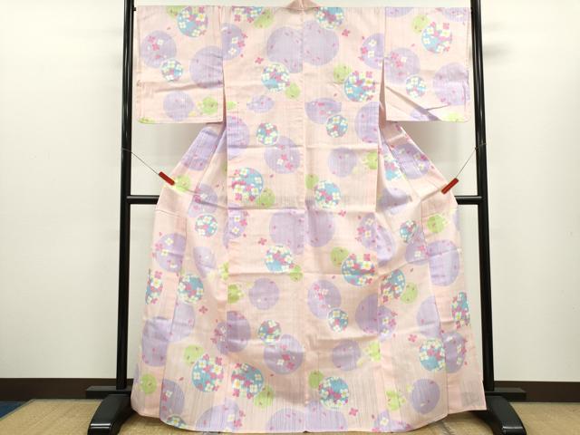 平和屋着物∴夏物　浴衣　舞花丸文　綿　逸品　CABJ2767ze