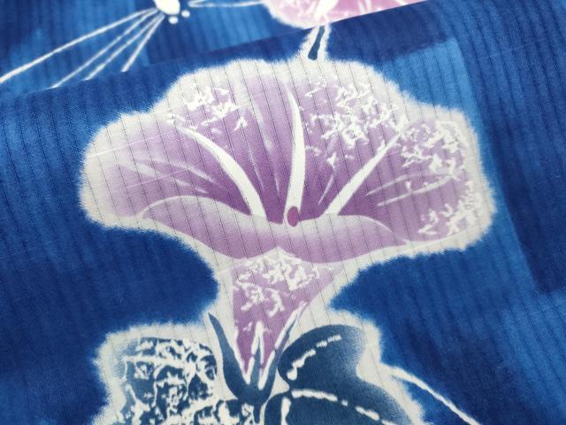 平和屋着物∴夏物　浴衣　トンボ　朝顔　綿　逸品　未使用　CABJ2769ze