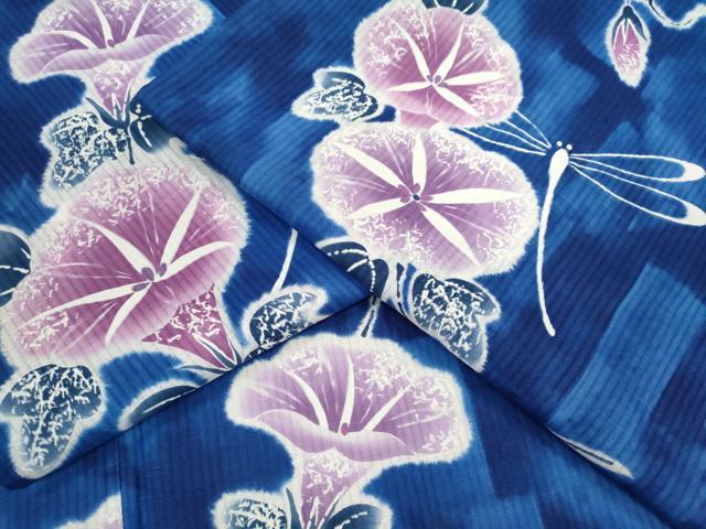 平和屋着物∴夏物　浴衣　トンボ　朝顔　綿　逸品　未使用　CABJ2769ze