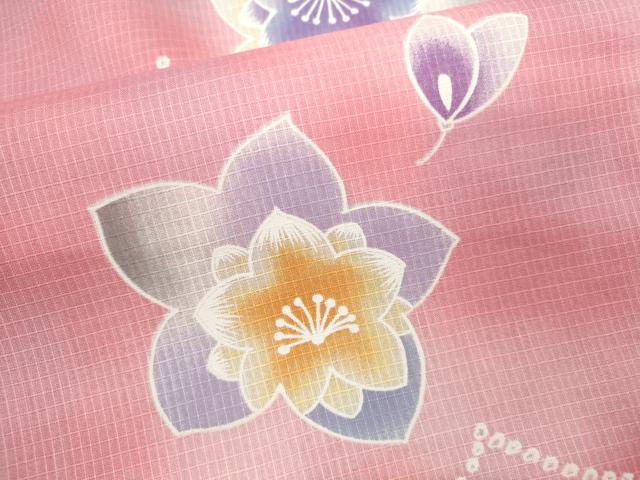 平和屋着物∴夏物　浴衣　綿紅梅　舞花文　綿　逸品　CABJ2770ze