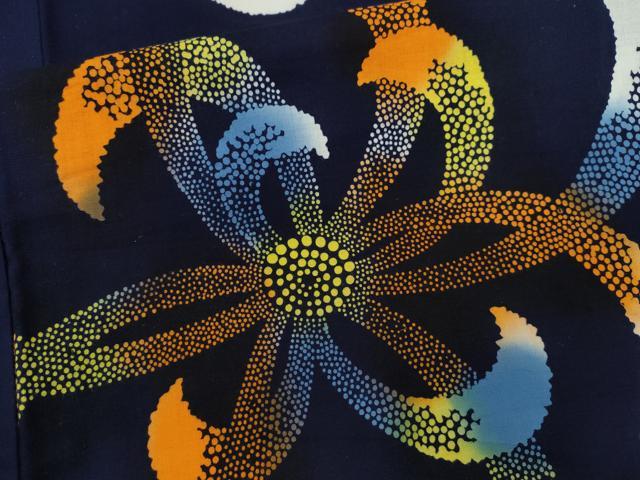 平和屋着物∴夏物　浴衣　注染　舞花文　手縫い　綿　逸品　CABJ2772ze