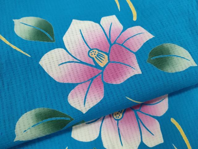 平和屋着物∴夏物　浴衣　注染　草花文　綿　逸品　CABJ2773ze