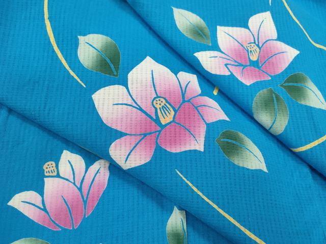 平和屋着物∴夏物　浴衣　注染　草花文　綿　逸品　CABJ2773ze