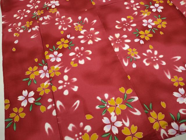 平和屋着物∴夏物　浴衣　舞桜文　綿　逸品　CABJ2774ze