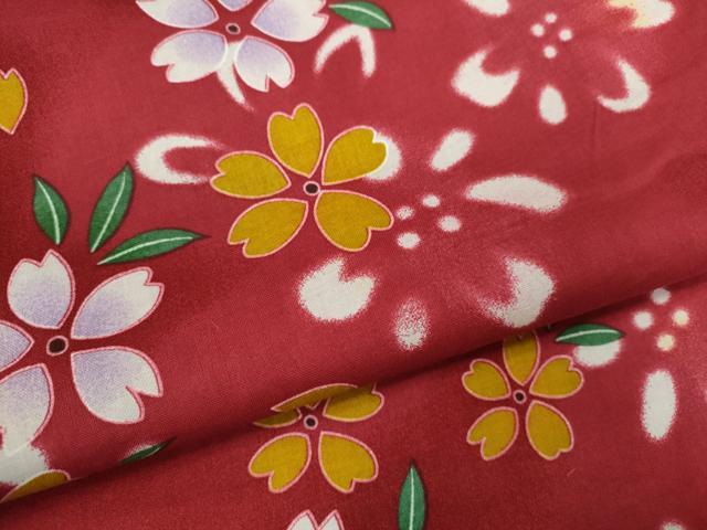 平和屋着物∴夏物　浴衣　舞桜文　綿　逸品　CABJ2774ze