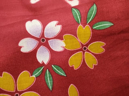 平和屋着物∴夏物　浴衣　舞桜文　綿　逸品　CABJ2774ze