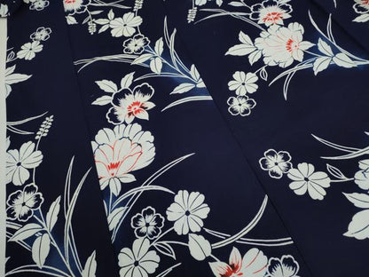 平和屋着物∴夏物　浴衣　注染　草花文　日本製　綿　逸品　CABJ2778ze