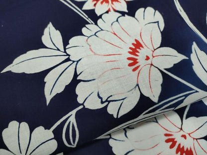 平和屋着物∴夏物　浴衣　注染　草花文　日本製　綿　逸品　CABJ2778ze
