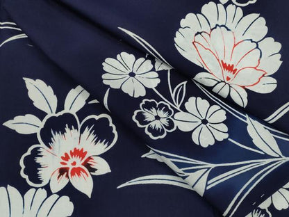 平和屋着物∴夏物　浴衣　注染　草花文　日本製　綿　逸品　CABJ2778ze