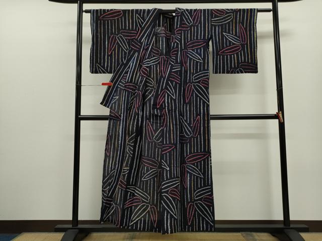 平和屋着物∴夏物　浴衣　有松鳴海絞り　笹　綿　逸品　CABJ2784ze