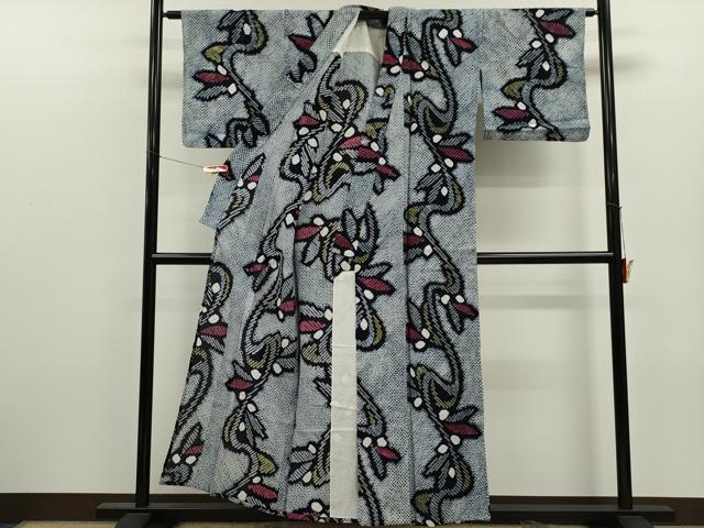 平和屋着物∴夏物　浴衣　有松鳴海絞り　抽象文　綿　逸品　CABJ2789ze