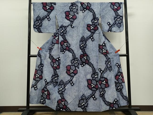 平和屋着物∴夏物　浴衣　有松鳴海絞り　枝花文　綿　逸品　CABJ2791ze