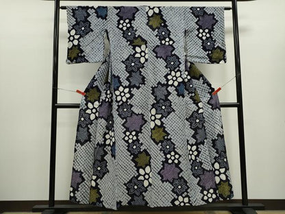 平和屋着物∴夏物　浴衣　有松鳴海絞り　舞花文　綿　逸品　CABJ2792ze