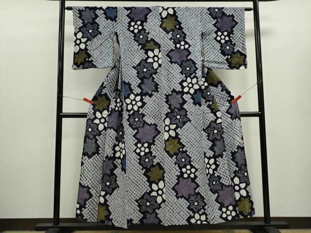 平和屋着物∴夏物　浴衣　有松鳴海絞り　舞花文　綿　逸品　CABJ2792ze