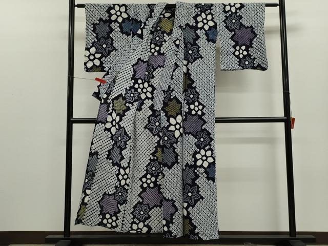 平和屋着物∴夏物　浴衣　有松鳴海絞り　舞花文　綿　逸品　CABJ2792ze