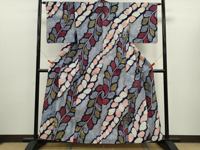 平和屋着物∴夏物　浴衣　有松鳴海絞り　草木文　綿　逸品　CABJ2799ze