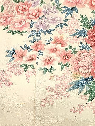 平和屋着物■小振袖　駒刺繍　草花文　正絹　逸品　CABJ2802ev