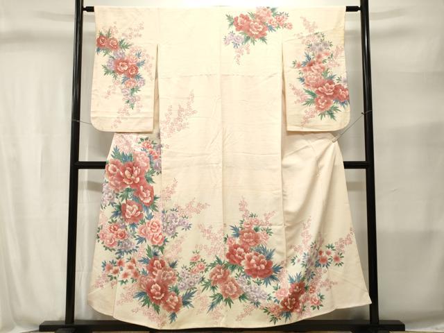 平和屋着物■小振袖　駒刺繍　草花文　正絹　逸品　CABJ2802ev