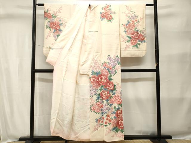 平和屋着物■小振袖　駒刺繍　草花文　正絹　逸品　CABJ2802ev