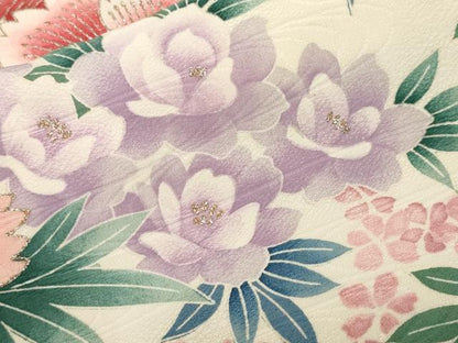 平和屋着物■小振袖　駒刺繍　草花文　正絹　逸品　CABJ2802ev