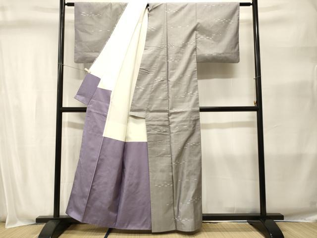 平和屋着物■上質な紬　横段文　正絹　逸品　CABJ2803ev