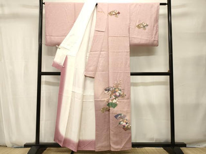 平和屋着物■訪問着　地紙重ね御所車花文　暈し染め　金彩　さが美扱い　正絹　逸品　CABJ2813ev