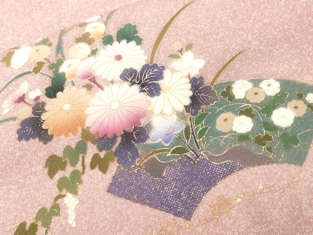 平和屋着物■訪問着　地紙重ね御所車花文　暈し染め　金彩　さが美扱い　正絹　逸品　CABJ2813ev