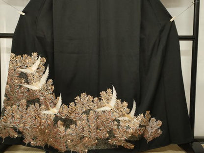 平和屋着物■豪華黒留袖　飛鶴松葉文　正絹　逸品　CABJ2816ev