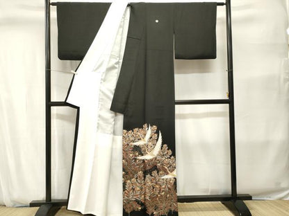 平和屋着物■豪華黒留袖　飛鶴松葉文　正絹　逸品　CABJ2816ev