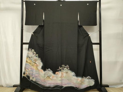 平和屋着物■豪華黒留袖　萬寿染　御所解文　暈し染め　正絹　逸品　CABJ2819ev