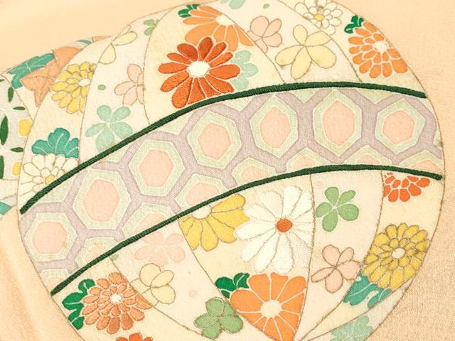 平和屋着物■訪問着　刺繍　毬吉祥花文　正絹　逸品　CABJ2822ev