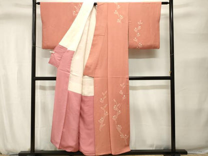 平和屋着物■訪問着　総絞り　枝葉文　正絹　逸品　CABJ2824ev